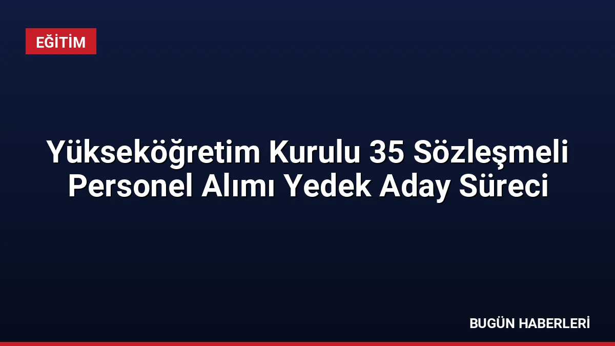 Yükseköğretim Kurulu 35 Sözleşmeli Personel Alımı Yedek Aday Süreci